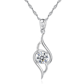 Hot Selling Stylish S925 Silver Twist Chain Pendant Necklace Rhodium Plated Waterdrop Shape Fashion Jewelry for Weddings Parties