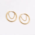 Women Stylish Stainless Steel Jewelry 18k Gold PVD Plating Thin Chain Link Hoop Earrings