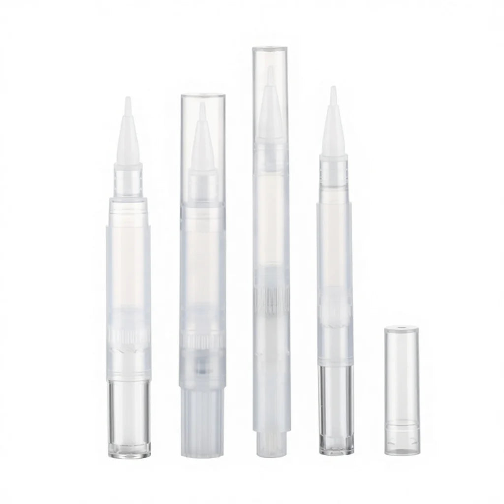 High Quality Transparent Plastic Empty Cosmetic Pen with Brush for Skincare & Nail Polish Oil Use Labeling 1-4ml Volumes