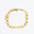 Simple Fashion 316L Stainless Steel 18k Gold Plated Bracelets square Loves Letter Chunky Chain Bracelet for Women