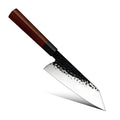 Grandsharp 5.5 Inch Kiritsuke Knife Hammered 440C Stainless Steel Black Finished Chef Bunka Knife With Rosewood Handle