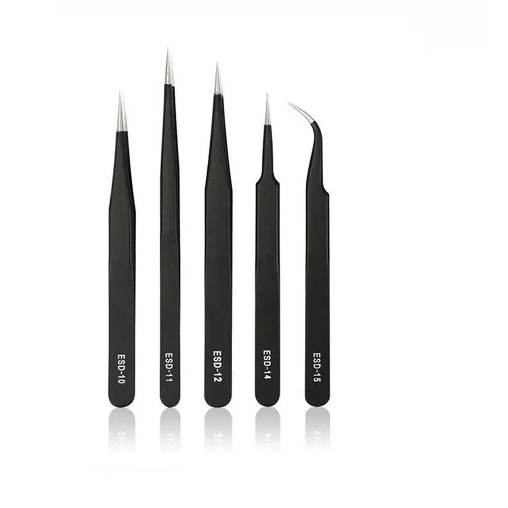 TAMAX NAT016 Stainless Steel ESD Tweezers Slanted Tip 8 Styles Nail Art Gem Rhinestone Picker Manicure Tools