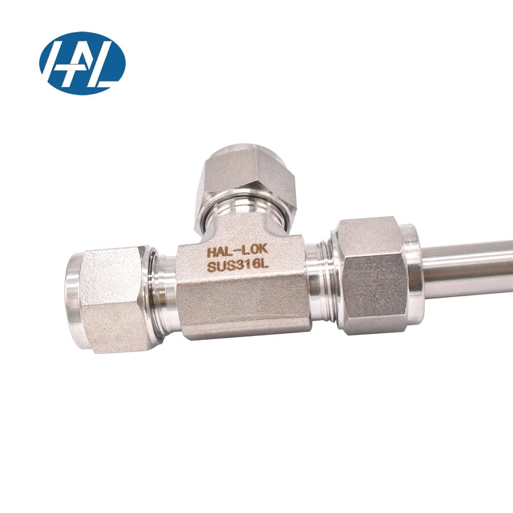316L Stainless Steel Instrumentation Pipe Fittings 3-Way Adapter Union Tee Forged Polished Tube 15mm-14mm