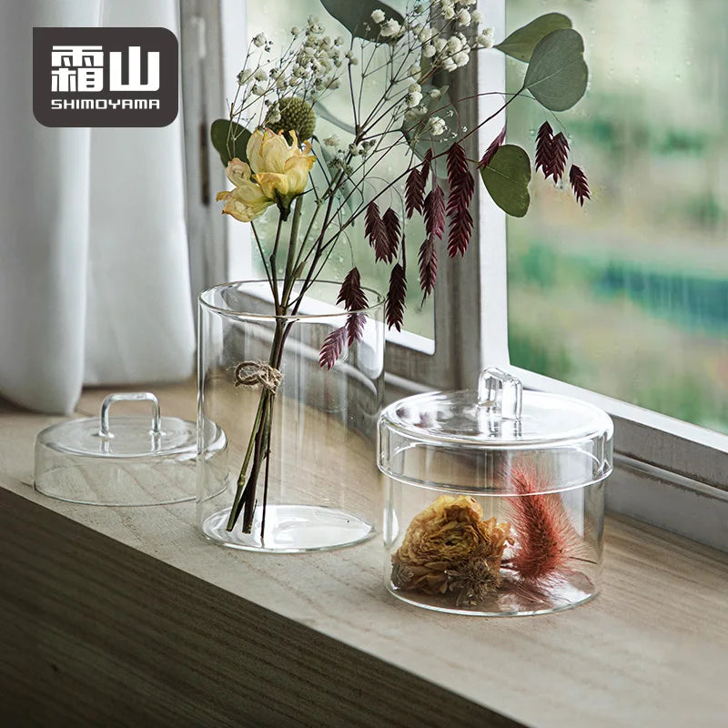 SHIMOYAMA Classic Design Glass Storage Containers 430ml 550ml 680ml Kitchen Cookie Food Organization Jars Covers Storage Bottles