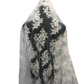 Classic 3D Floral White French Embroidery Milk Silk Lace Fabric Heavy Beaded Lace Fabric for European Wedding Dress
