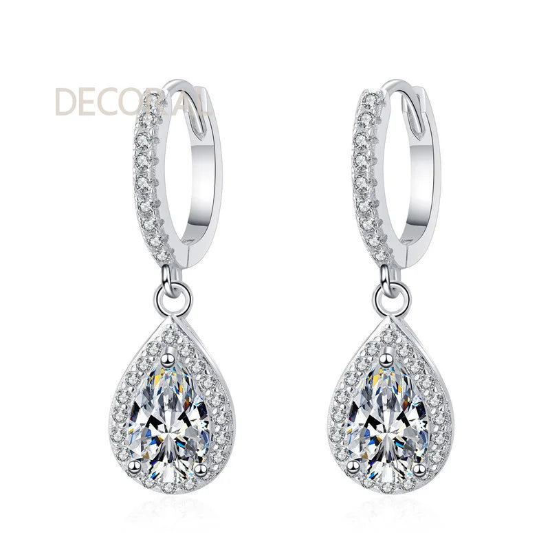 Wholesale Jewelry 18K Gold Plated 925 Sterling Silver Stud Earrings 2CT Diamond Pear Cut Moissanite Earrings for Women
