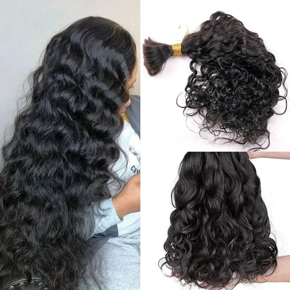 Brazilian Wave  Curly Bulk Human Hair for Braiding  No Weft Bulk Hair Bundles Full to Hair Extensions
