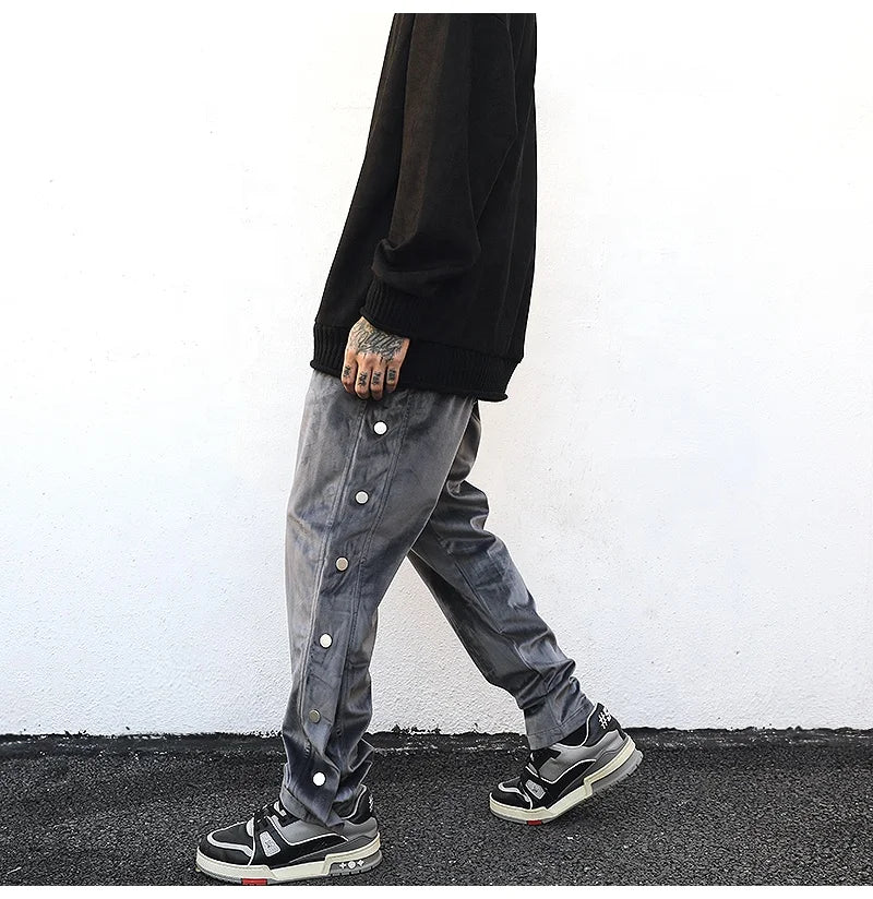 OEM  High Street Style Wholesale Velvet Flared Pants Men Wide Leg Loose Velvet Pants