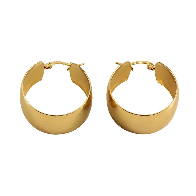 Stainless Steel Jewelry Fashion Earrings 18k Pvd Gold Plated Stainless Steel Chunky Hoop Earrings