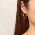 Fashion Stainless Steel 14K 18K Gold Plated NO Fade Hypoallergenic Chunky Trendy Minimalist Twisted Big Circle Hoop Earrings