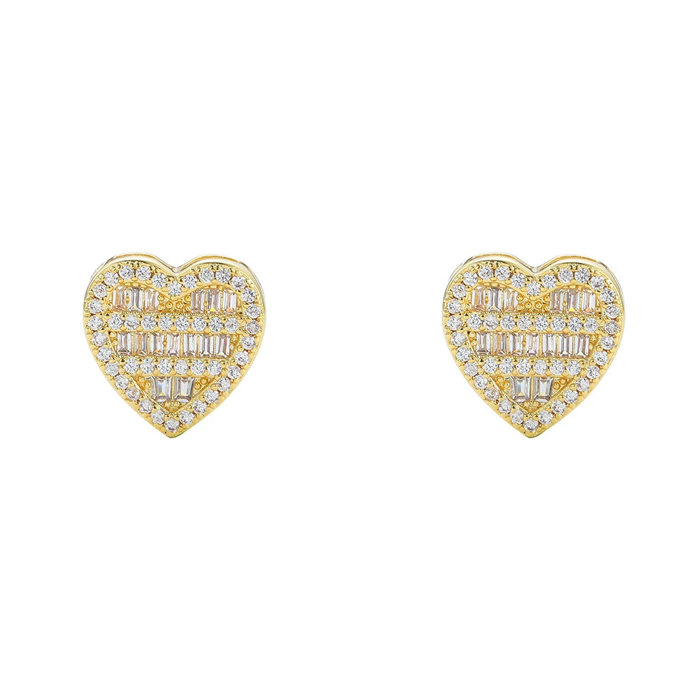 E089 13mm*13mm Heart Shape Stud Earrings Women Fashion Jewelry