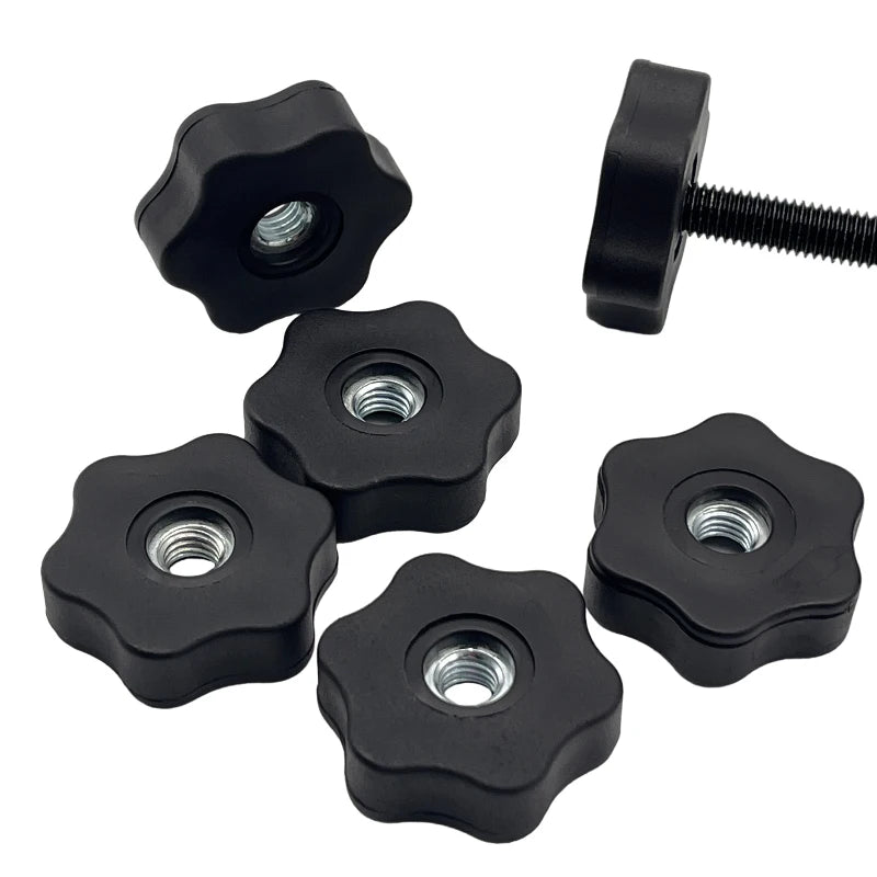 Furniture Adjustable Clamp Lever Handle / M5 M6 M8 M10 Black Thread Knobs / Knurled Star Lobe Clamping Plastic Knob
