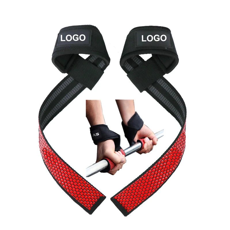 Custom Logo Non Slip Flex Gel Wrist Weight Lifting Straps (Pair) for Training Bodybuilding Training Gym Deadlift Wrist Straps