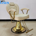 Kisen Hot Sale Beauty and Hair Salon Furniture Equipment Waiting Portable Beige Cream Barber Styling Chair for Women
