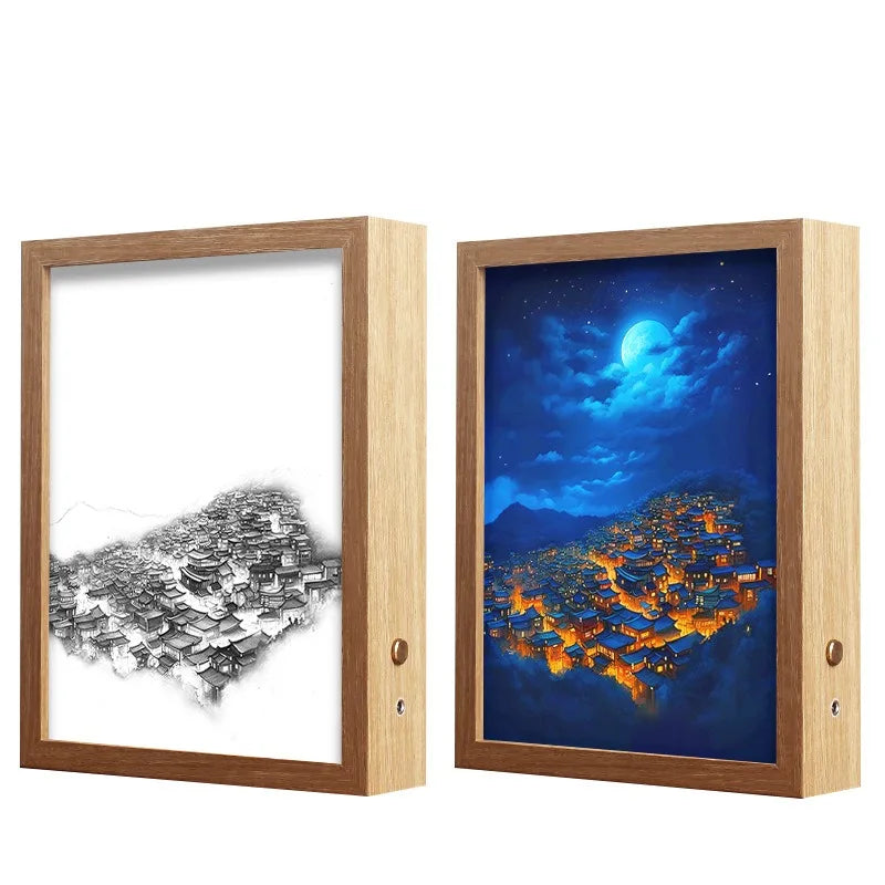 Anime-inspired Pet View Night Lights Photo Frame Three-Color Glowing LED Decorative Lamp Remote Control Upward Hanging Pictures