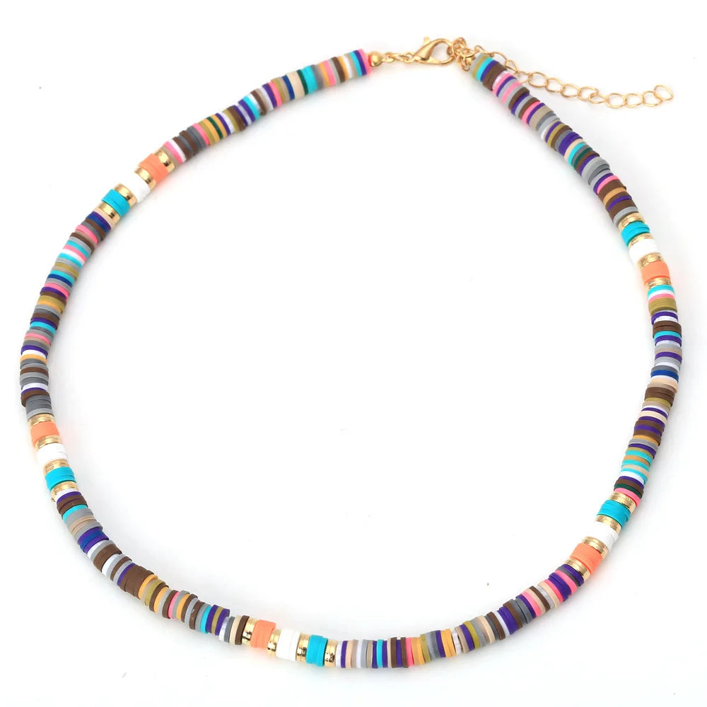 Bohemia Style Beads Summer Jewelry Necklaces Adjustable Mixed Polymer Clay Necklaces