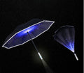 Manual Open Waterproof Sun Rain Reverse Umbrella Led Luminous Windproof Led Flashlight Handle Straight Umbrella Reflective