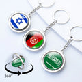 Rotating Keychain Israel Yemen Laos Qatar Afghanistan India Pakistan China Handmade Car Keyring National Flag Souvenir Key Chain