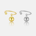 FUAMAY Simple 925 Sterling Silver Open Adjustable Finger Rings Minimalist Big Balls Ring