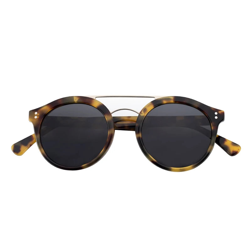 Wholesale Trendy Designer Double Bridge Dark Lenses Metal Acetate Sunglasses for Men