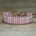 Vintage Pink Opal Bracelet for Women Jewelry Handcrafted Adjustable Dainty Gemstone Beaded Boho Bracelet