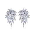 LUOTEEMI New Arrival Bridal Wedding Water Drop Cubic Zircon Fashion Jewelry Flower Stud Earrings for Women