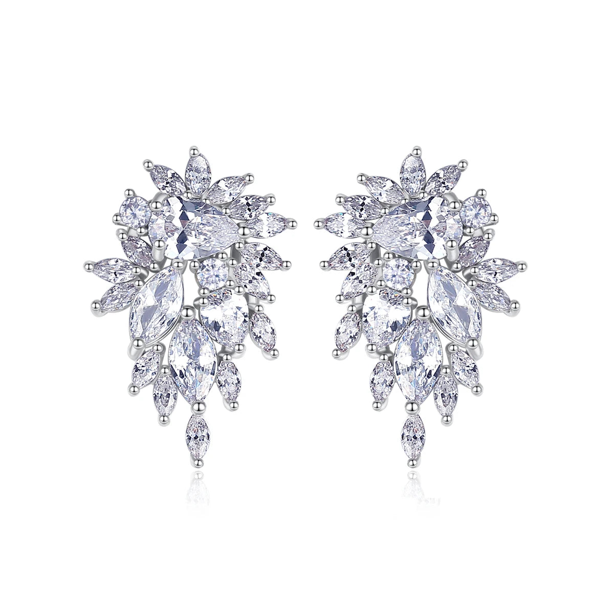 LUOTEEMI New Arrival Bridal Wedding Water Drop Cubic Zircon Fashion Jewelry Flower Stud Earrings for Women