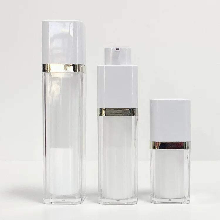 Custom Serum & Lotion Airless Twist Pump Bottle 30ml Square Cosmetic Skin Care Packaging Plastic Sprayer