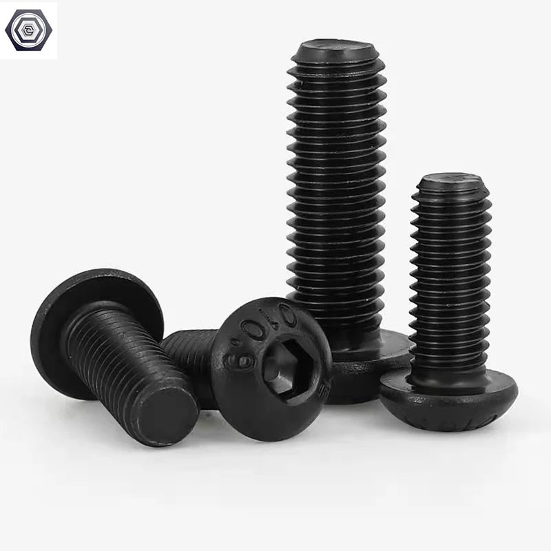 ISO7380 Black Nickel  Cup Head Screw 10.9 Hexagon Socket Button Head Machine Screws Mushroom Head Screw
