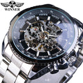 WINNER Classic Exquisite Watch for Men Top Brand Luxury Silver Gold Big Steel Skeleton Automatic Mechanical Wrist Watches Reloj