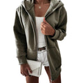 Fashionable Women Long Zipper Hoodies Spring Hoody Sportswear Solid Long Sleeve Cardigan Fleece Hoodies for Women