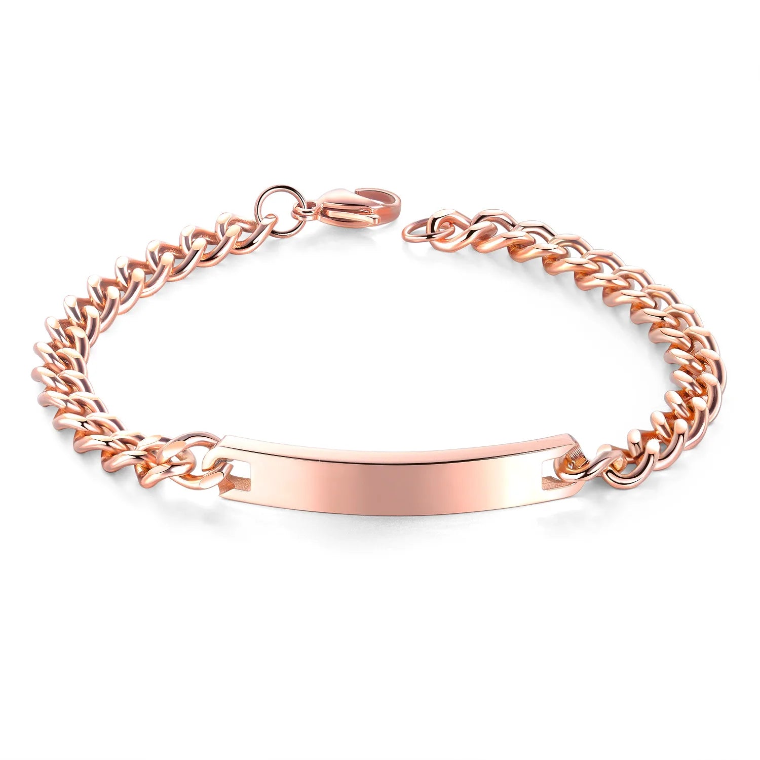 Stainless Steel Glossy Lover Blank Band Bracelets Curb Blank Stamping Engraveable Couple DIY Bracelet