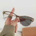 2024 Vintage Fashion Clear Multi Cut Crystal Cat Eye Photochromic Eyeglasses Comfortable Metal Spring Legs