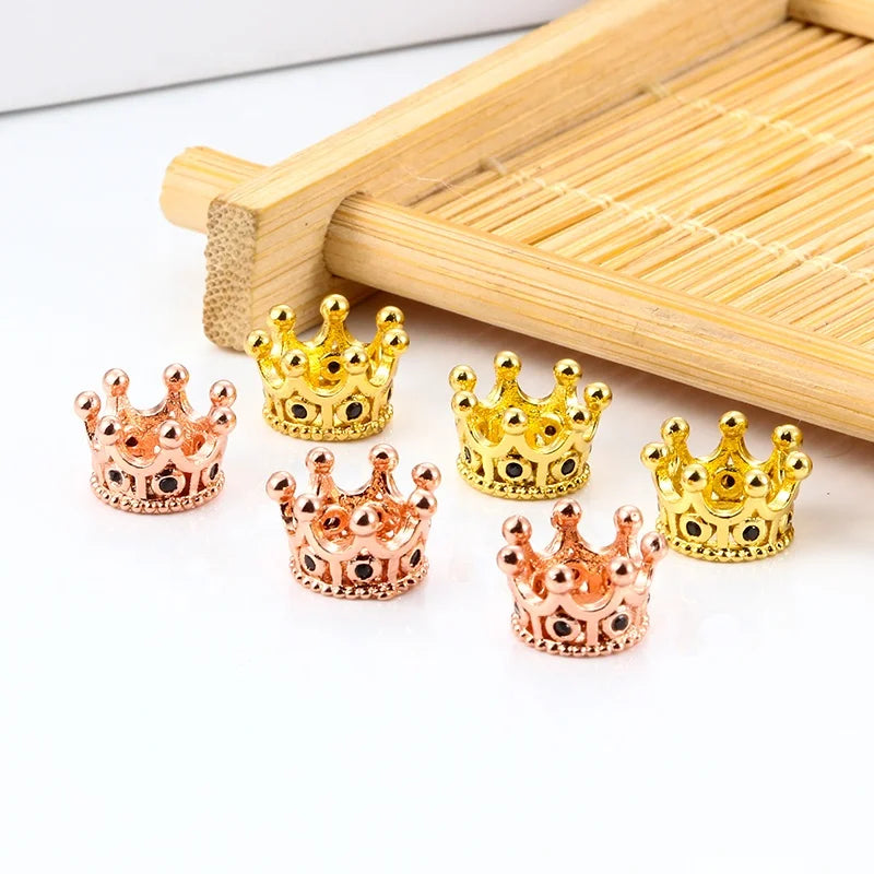 2025 New Trend Copper Various Colors Little Crown Black Zircon Jewelry Pendants & Charms for DIY Jewelry Accessories
