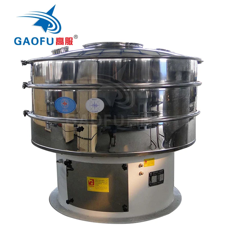 Food Grade 304 SUS Steel Rotary Vibrating Screen Sieve Electric Vibratory Sifter Sugar Powder Sieving Machine Food Processing