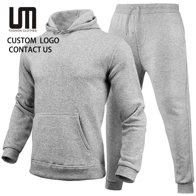 Liu Ming Custom Logo Autumn Men S Clothes Tracksuit Casual 2 Pieces Hooded Sweatpants Jogger Pants Sets