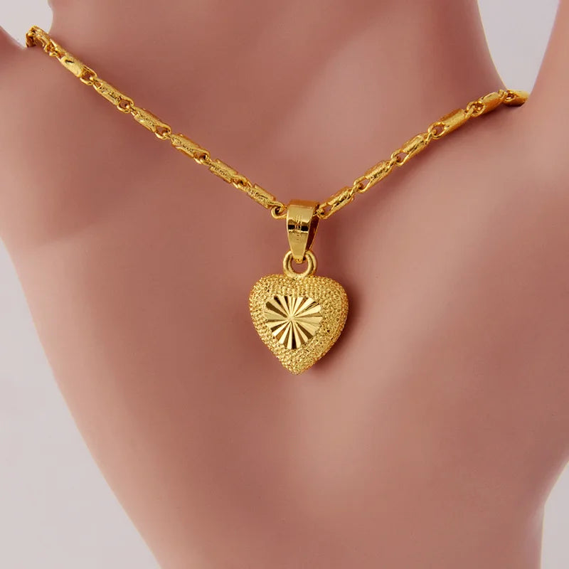 Jewelry Dubai Gold 24k Elegant Style Sweet Heart Jewelry Necklace for Women