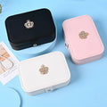Jewelry Box Organizer Custom logo Double Layer Pu Leather Velvet Jewelry Boxes Small Mini Travel Zipper case Bling Crown Lid