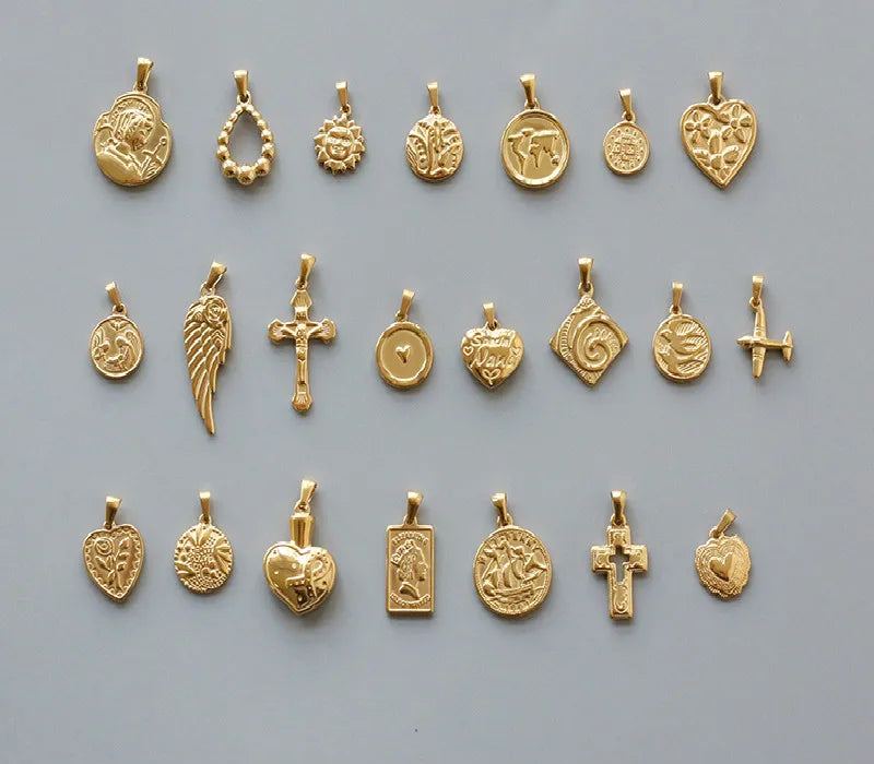 All-Match Retro Occident Rose Pendant Stainless Steel Drop-Shaped Necklace Charms for Jewelry Making Gift