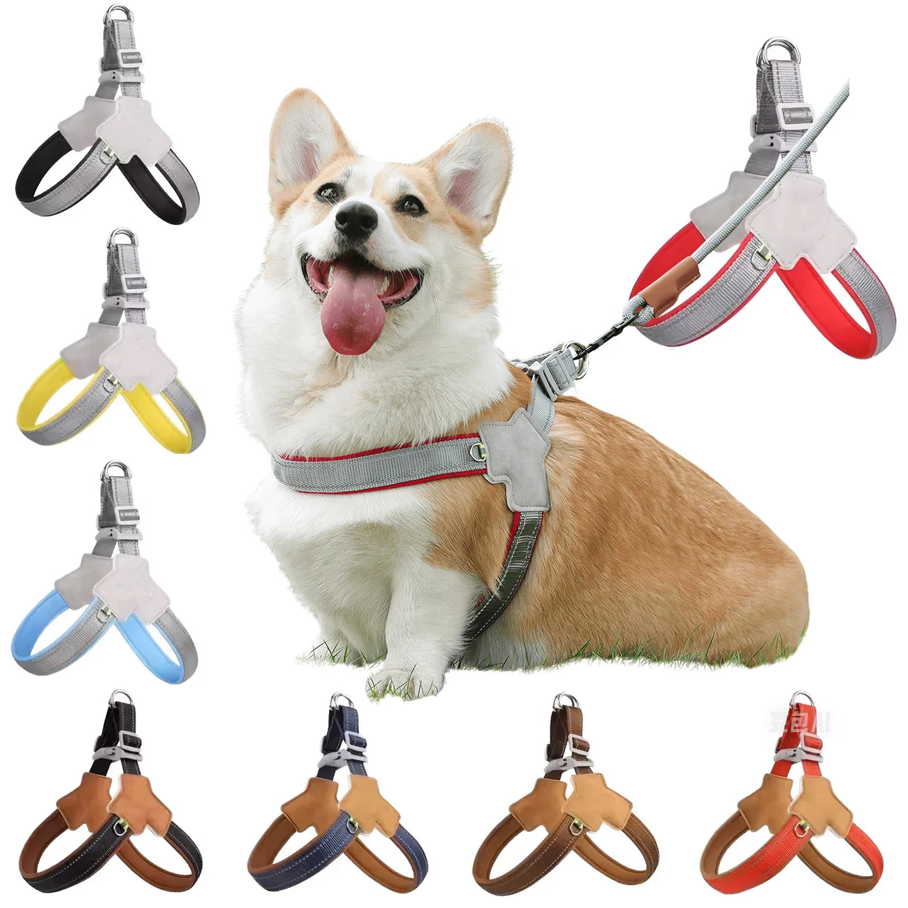Waterproof No Pull No Choke Teddy Working Dog Harness Manufacturer Reflective Solid Color Pet Dog Harness