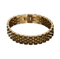 Hot Selling Men's Vintage Fashion Jewelry 18K Gold Watch Band Chain Stainless Steel Electroplated Hip Hop Style Charm Bracelet