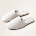 Women's Winter Comfortable Furry PU Leather Memory Foam Warm Plush Slip-On Anti-Slip Flat Indoor Outdoor Travel Slippers