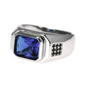 Simple Man Rings Blue Zircon Real 925 Sterling Silver Wedding Ring for Men Big Size 11 Vintage Jewelry