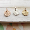 Gold Plated Rhodium Plated Tiny Personalized 925 Sterling Silver Hammered Disc Charm Pendant for Bracelet/Necklace Making