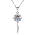 Fashion Jewelry 925 Sterling Silver Jewelry 18K White Gold Plated Key Shape 1Carat Moissanite Necklace for Women