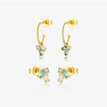 FUAMAY Tiny Chroma Opal Diamond Cluster Earrings Green Opal and 925 Silver Stud Earrings Orecchini Argento E Opale