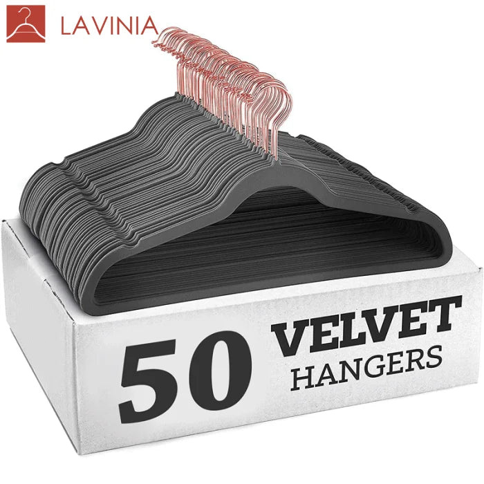 25/50 Pack Premium Nonslip Velvet Hangers Pant Tie Coat Suit Clothes Velvet Hanger Felt Coat Hangers