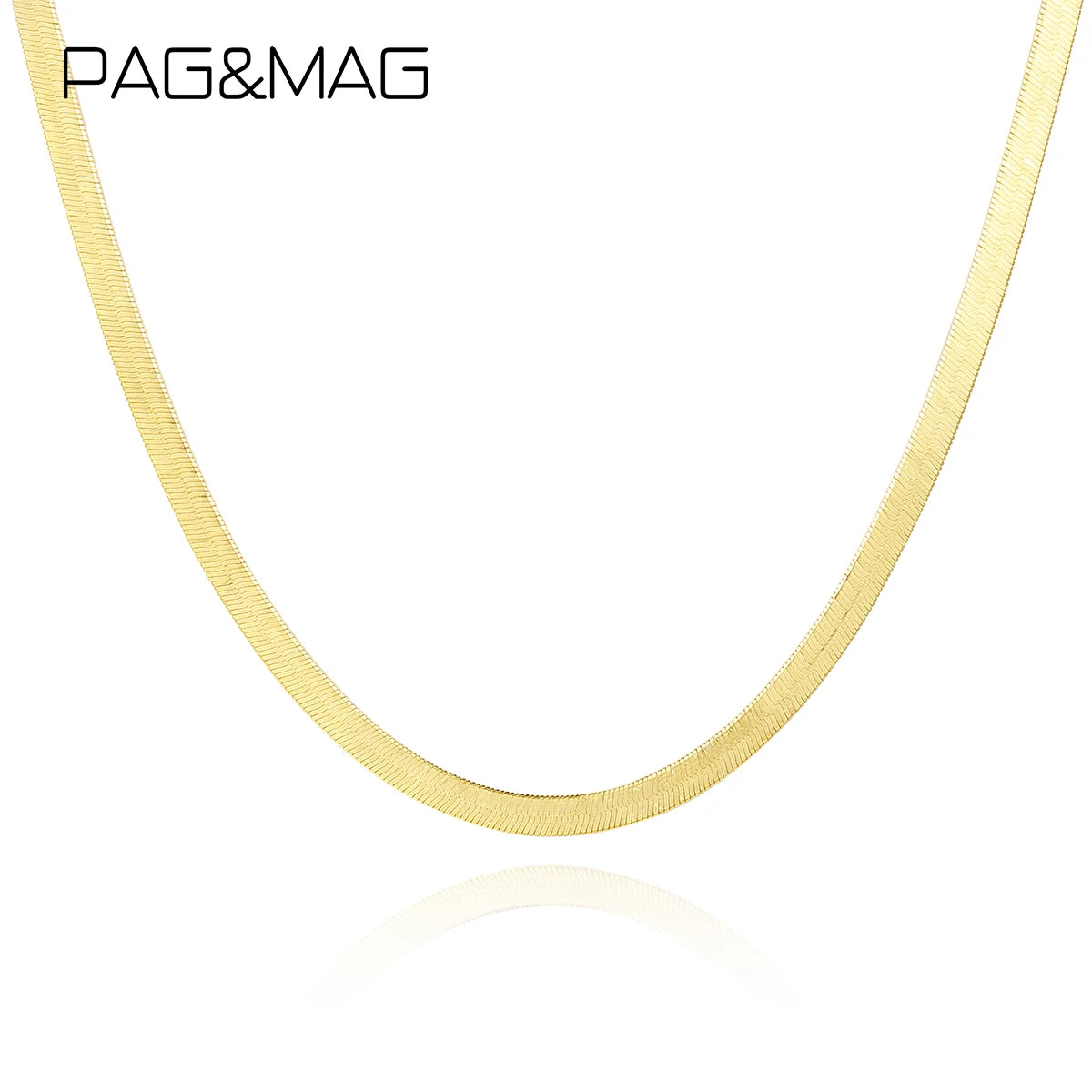 CZCITY Gold Plated Fine Jewelry Zircon  Charm Link Sterling Silver 925 Flat Snake Chain Necklace