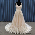 Lace Applique Open Back Ivory Wedding Dress Bridal Gown Plus Sizes