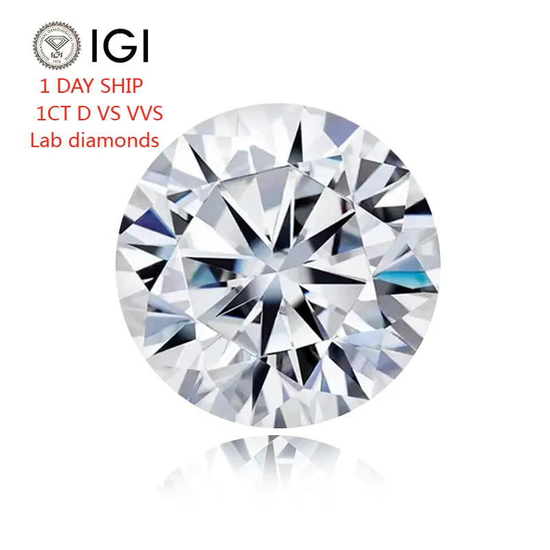 Starsgem Diamant 1CT D VS1-VVS2 IGI Certificate Lab Diamante Round Shape HPHT CVD Verified Lab Grown Diamonds